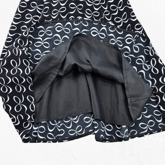 Kate Spade Mackenna Black White Bow Print Dress Size 0 Sleeveless A-Line Dress - Picture 4 of 11